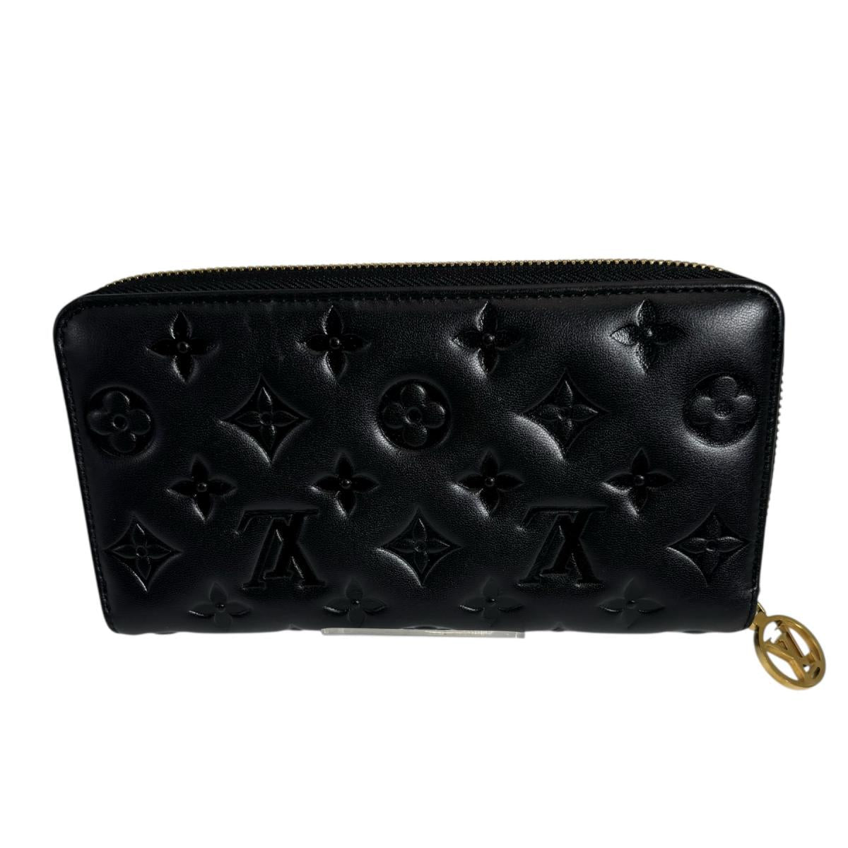 LOUIS VUITTON Long Wallet Purse M81510 lambskin Noir Monogram Zippy wallet