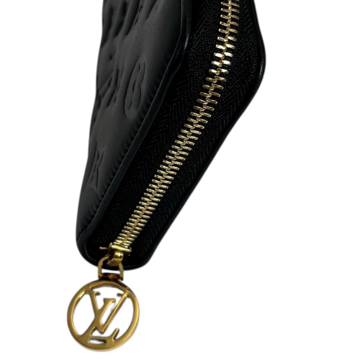 LOUIS VUITTON Long Wallet Purse M81510 lambskin Noir Monogram Zippy wallet