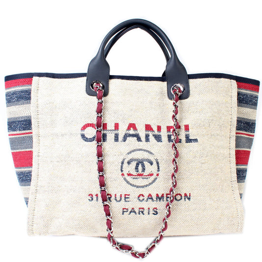Chanel Deauville Canvas Tote Large Bag