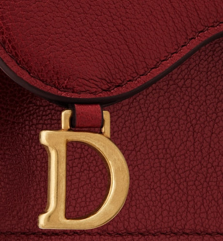 Dior Saddle Flap Card Holder-Brick Red