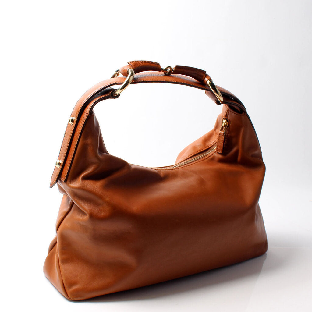 Gucci 115867 Horsebit Leather Hobo Bag