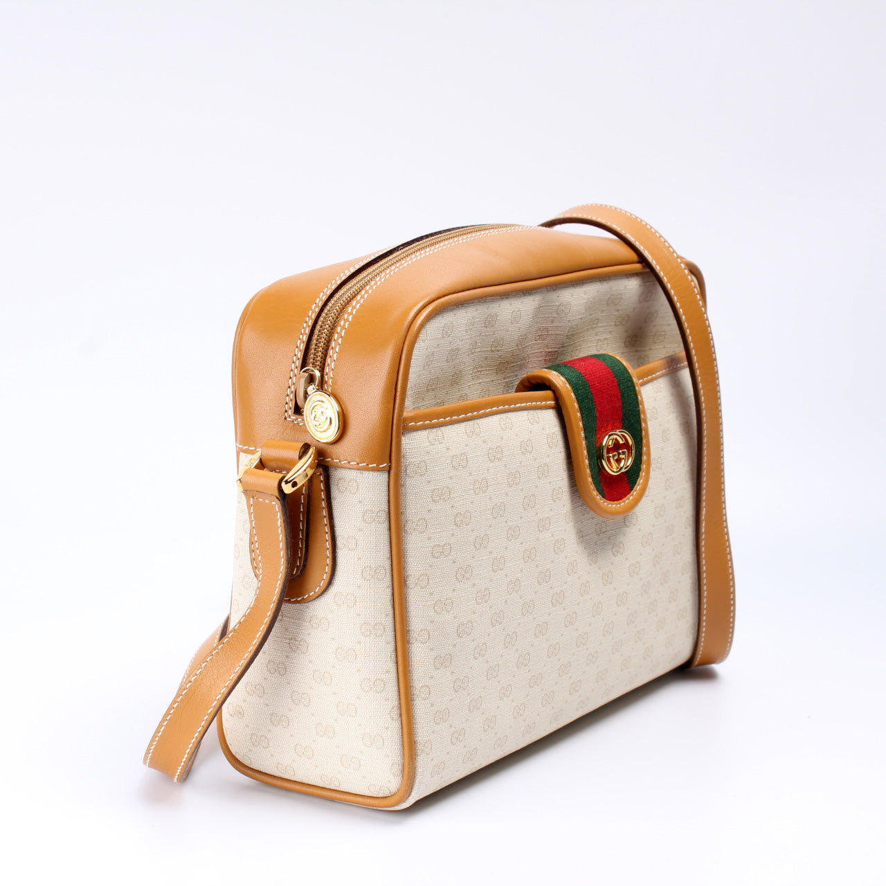 Gucci 001.56.0944 Vintage Micro GG Canvas Web Bag