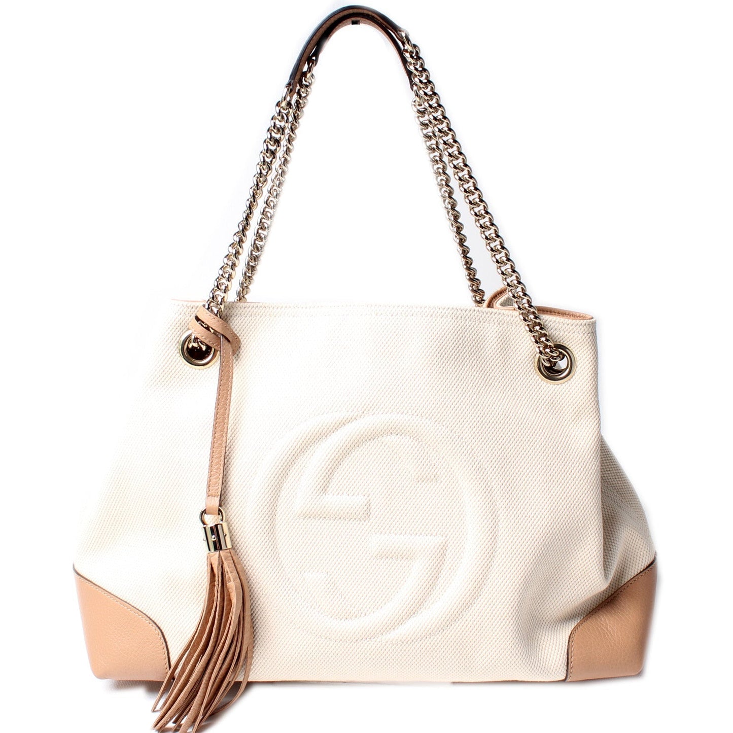 Gucci 308982 Linen Canvas Shoulder Medium Bag