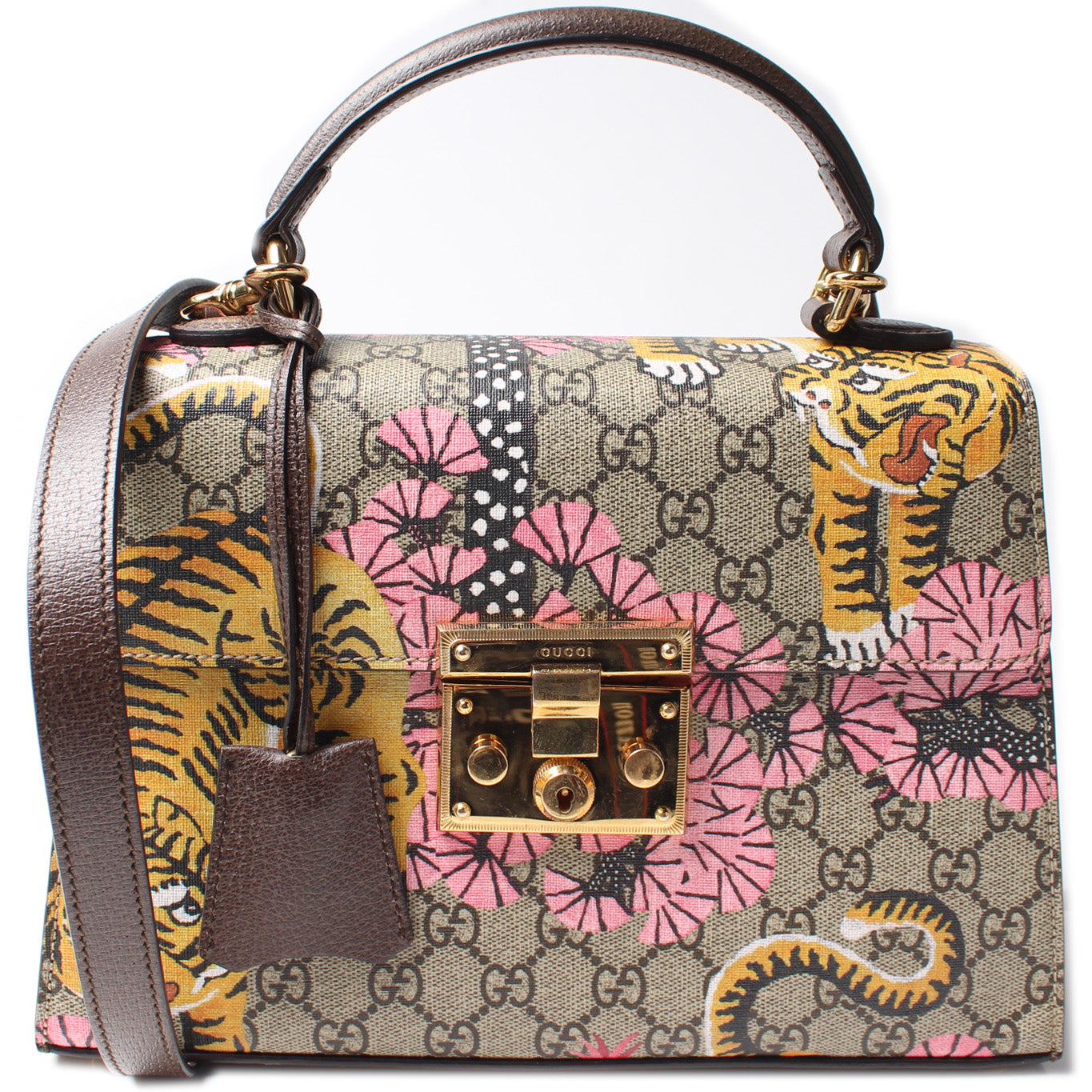 Gucci 453188 Padlock GG Supreme Top Handle Bengal Bag