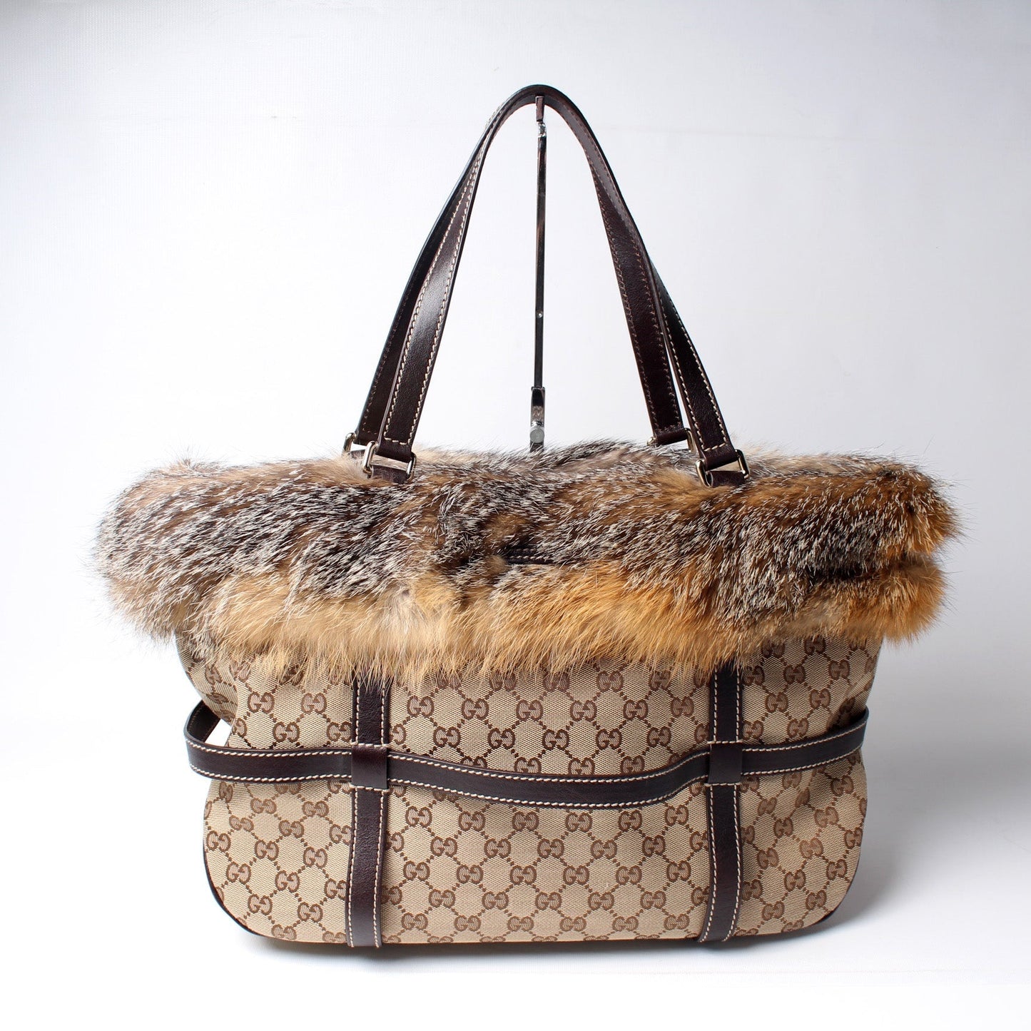 Gucci 181498 GG Canvas Fur Royal Tote Bag