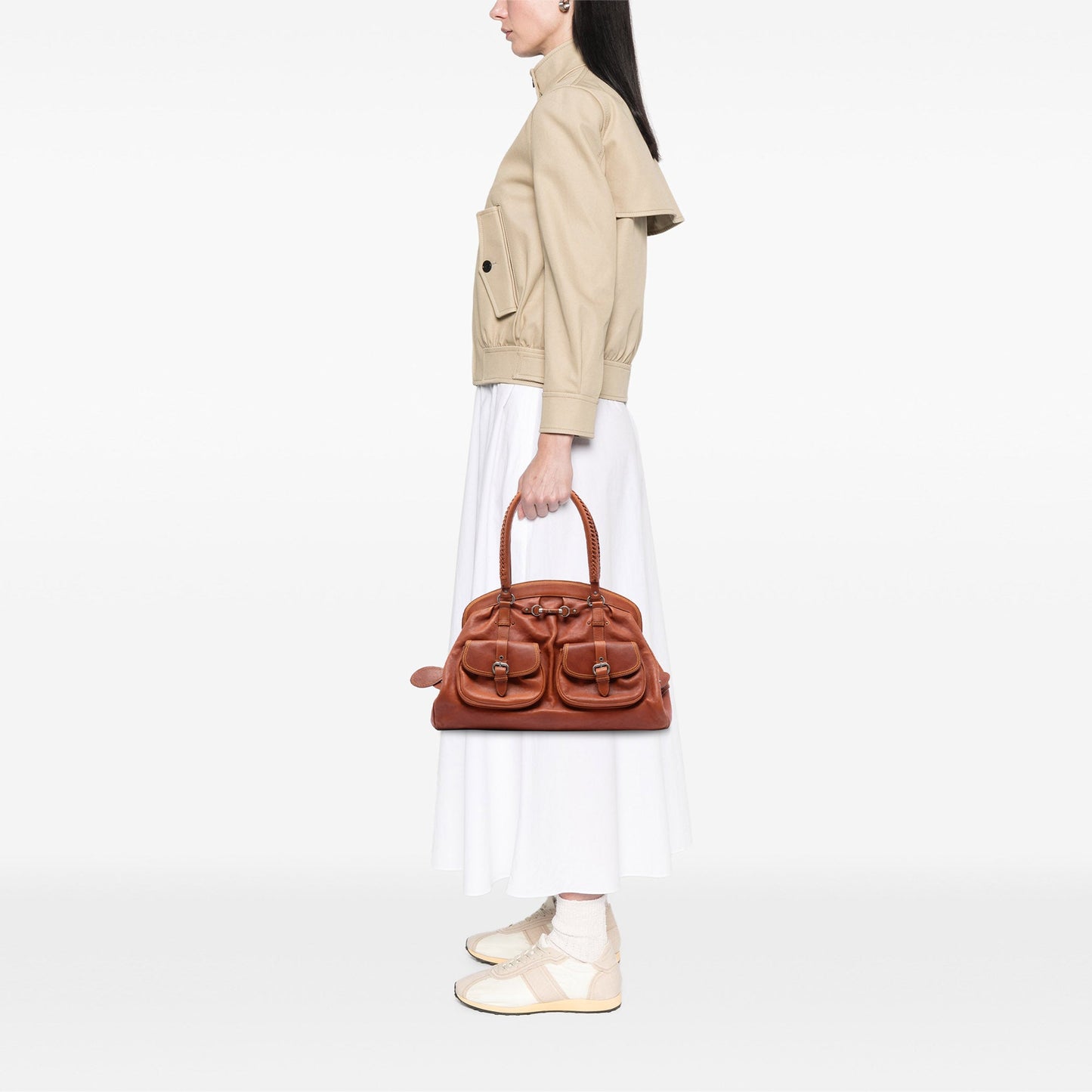 Brown Dior Large Calfskin My Dior Pockets Frame Handbag