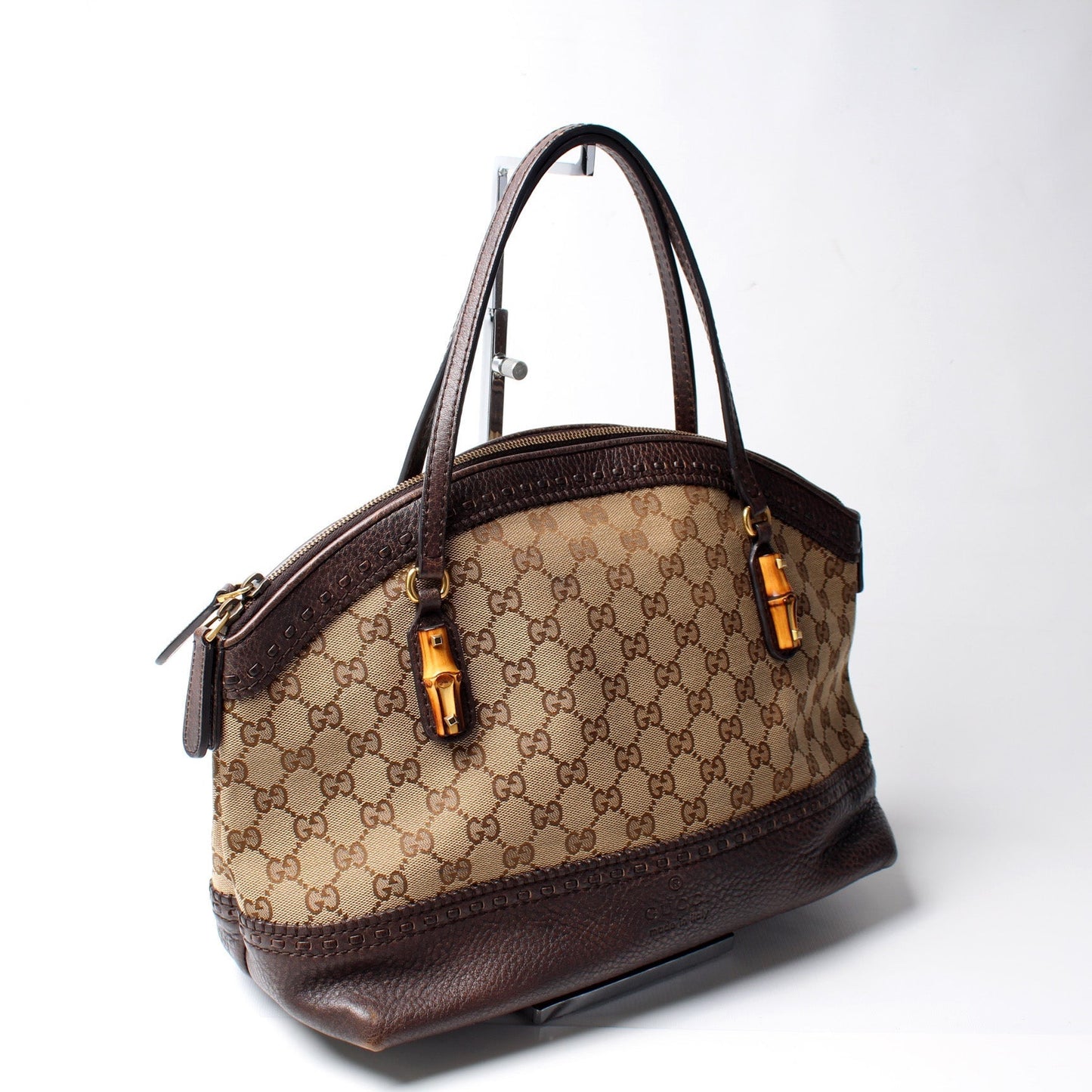 Gucci 339002 GG Bamboo Canvas Shoulder Bag