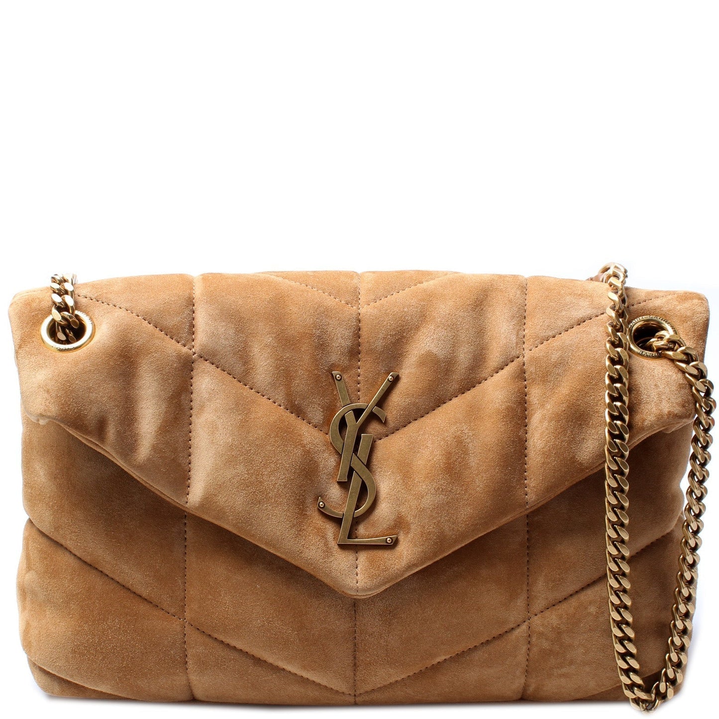 Saint Laurent Puffer Quilted Small Suede Bag