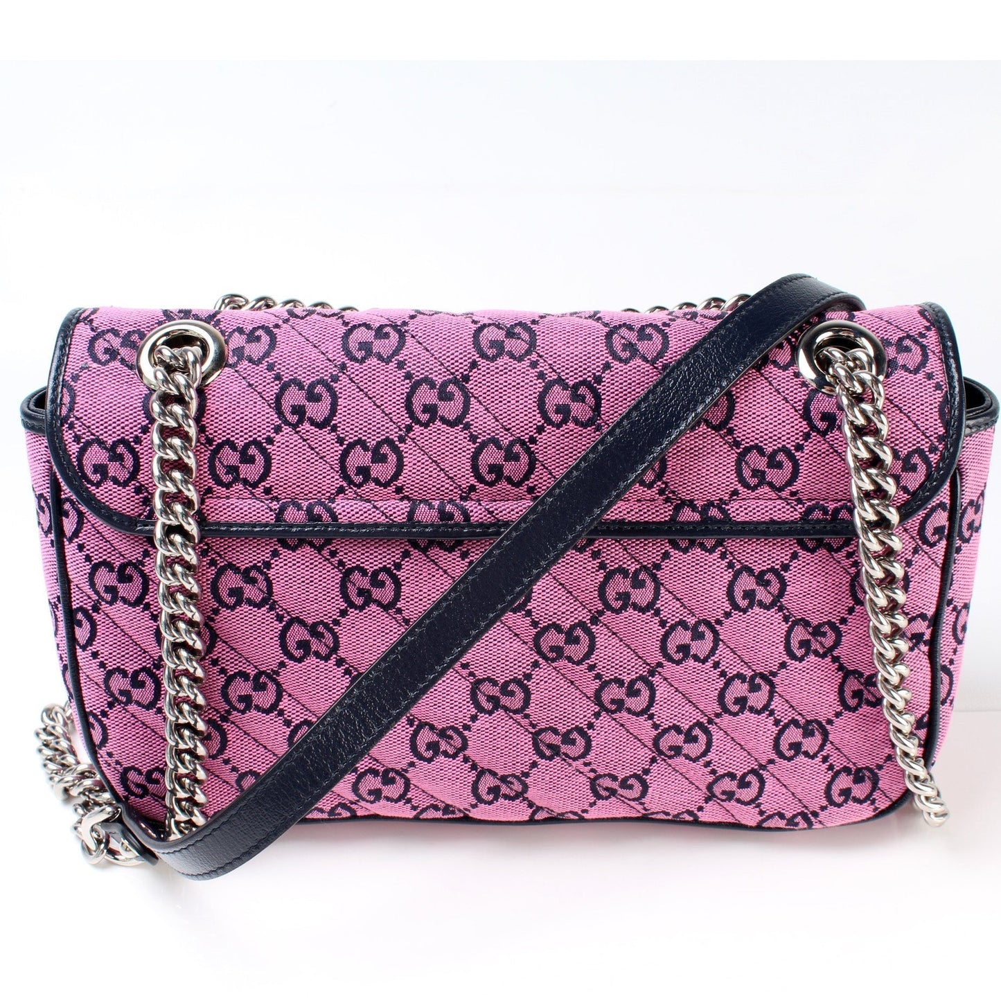 Gucci 443497 GG Marmont Shoulder Quilted Canvas Small Flap Bag