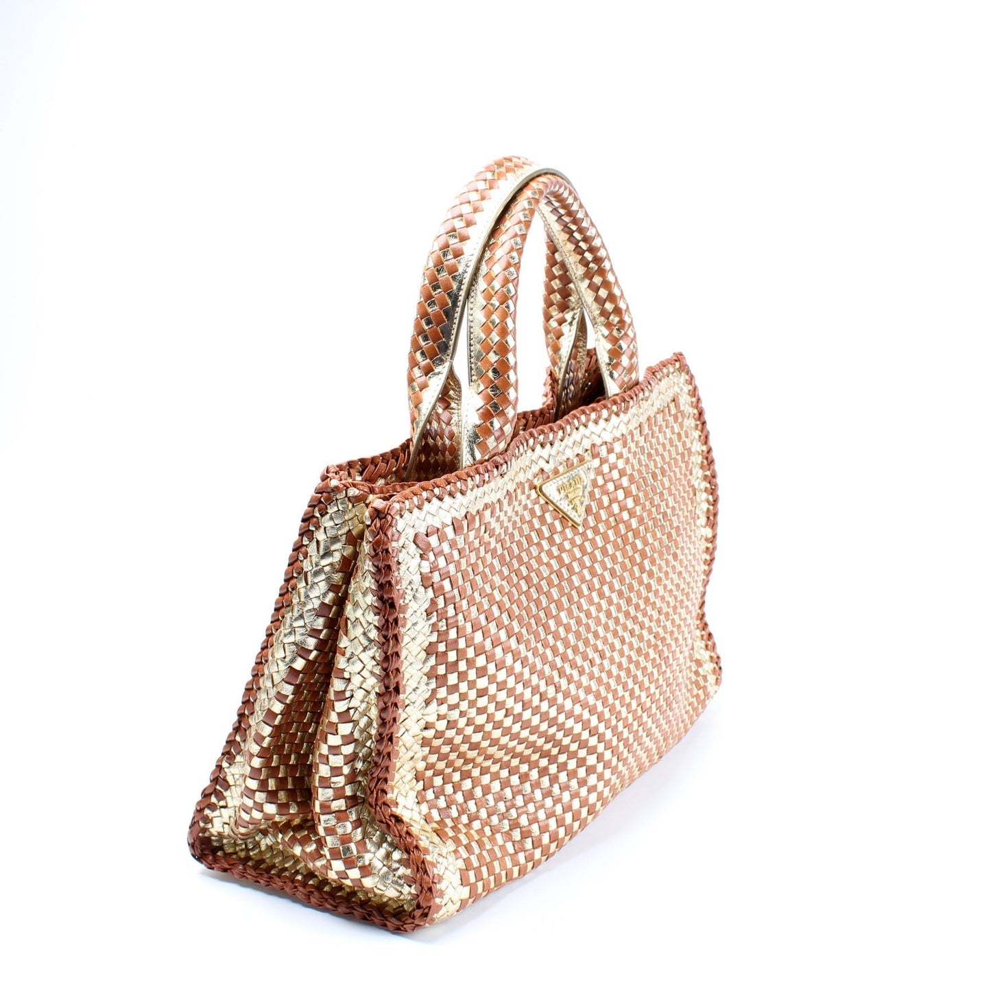Prada Madras Woven Satchel Bag
