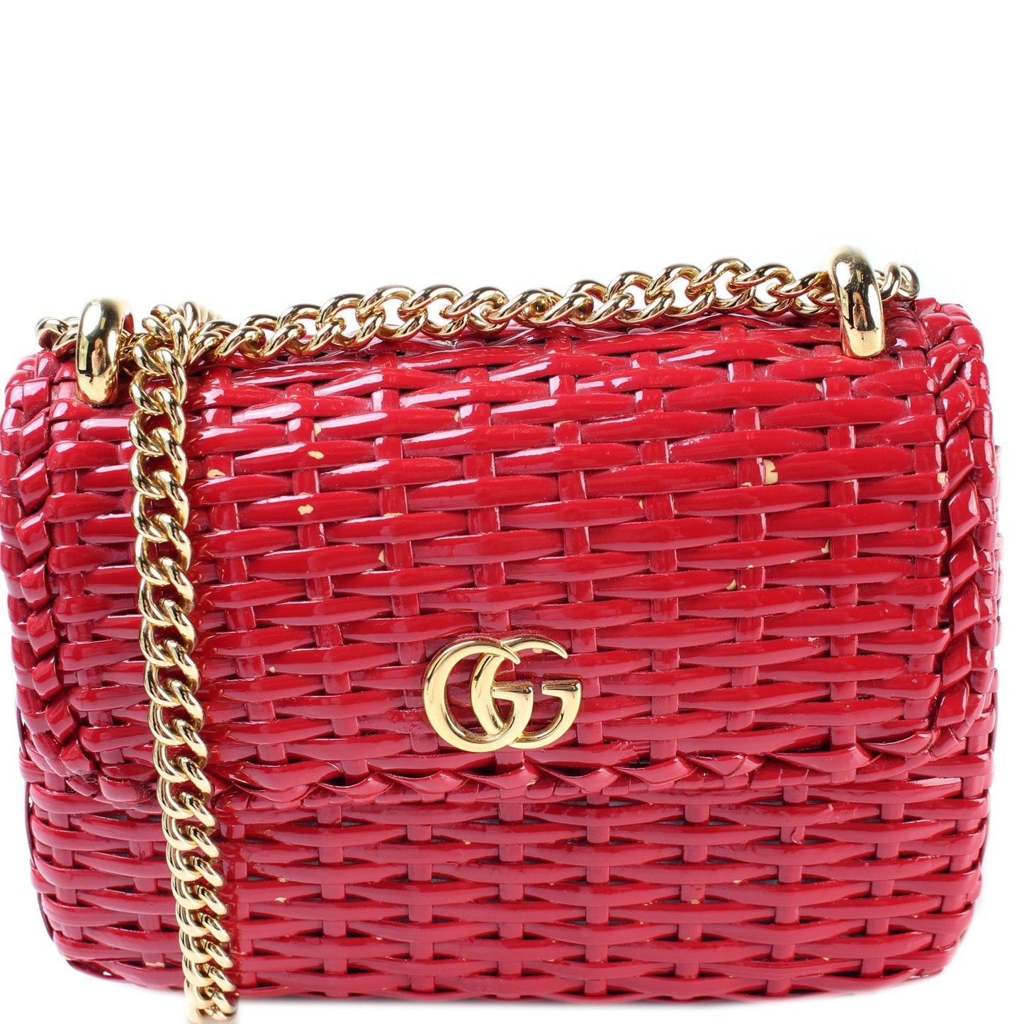 Gucci 5242829 Linea Small Cestino Glazed Wicker Shoulder Bag