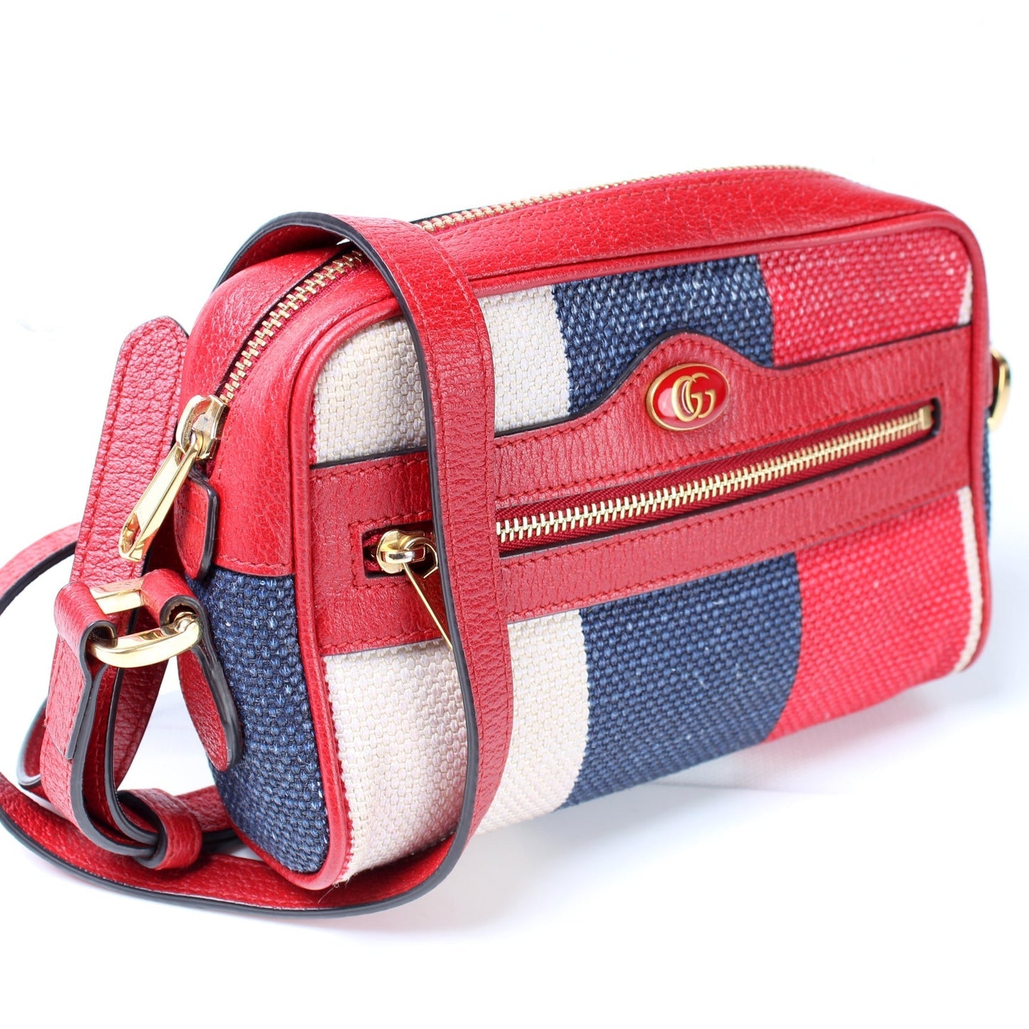 Gucci 517350 Canvas Stripe Mini Ophidia Bag