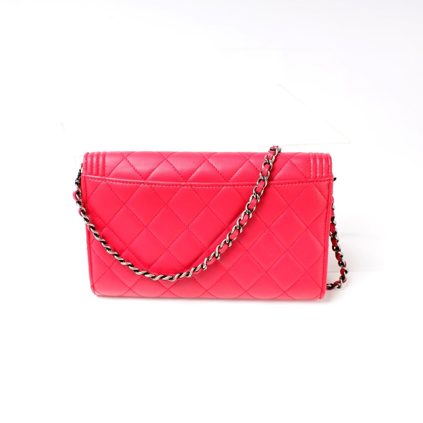 Chanel Boy Clutch On Short Chain Lambskin Bag