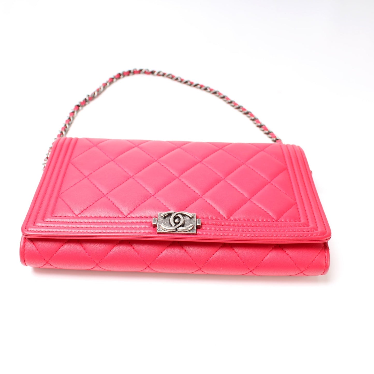 Chanel Boy Clutch On Short Chain Lambskin Bag