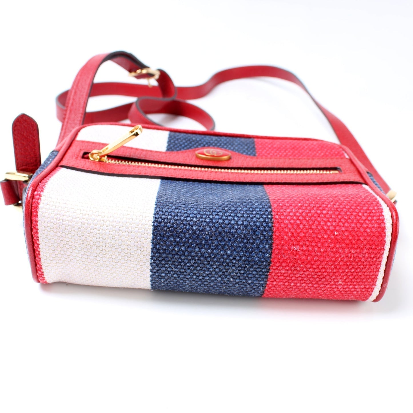 Gucci 517350 Canvas Stripe Mini Ophidia Bag