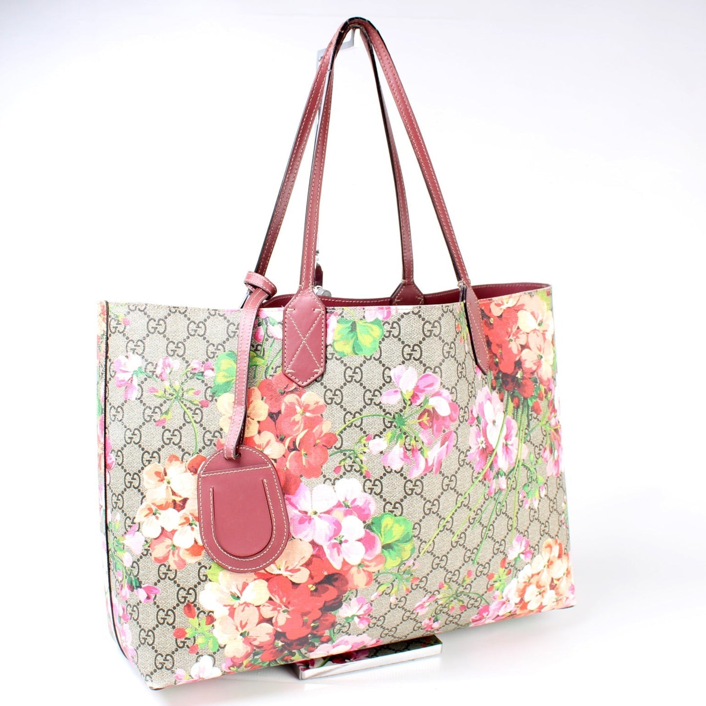 Gucci 368563 GG Supreme Blooms Medium Reverse Tote Bag