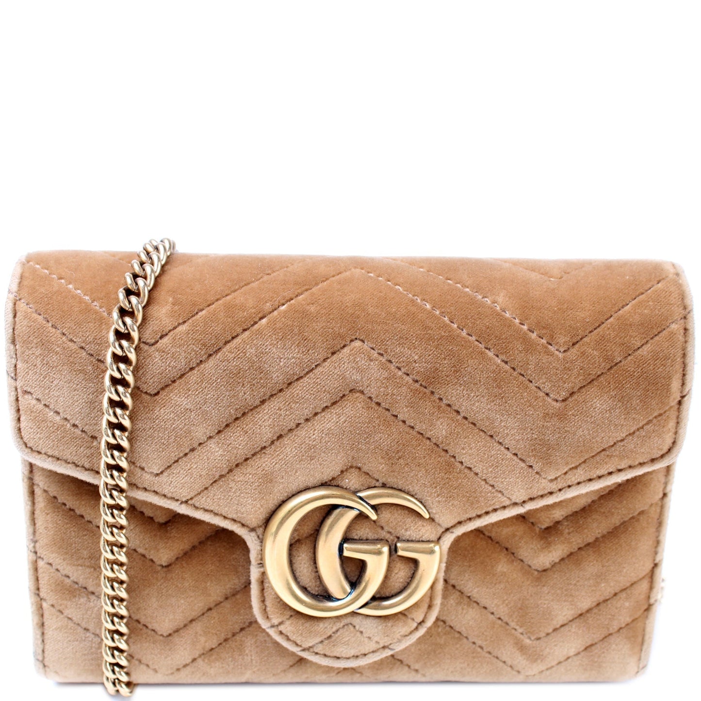 Gucci 474575 Marmont Velvet Chain Wallet Bag