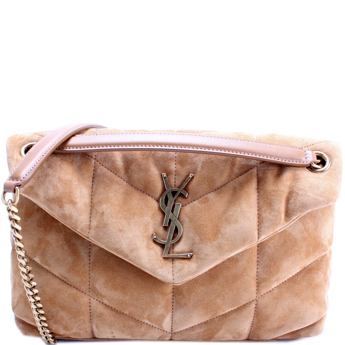 Saint Laurent Puffer Quilted Small Suede Bag