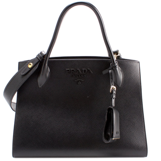 Prada Monochrome Saffiano Tote Medium Bag