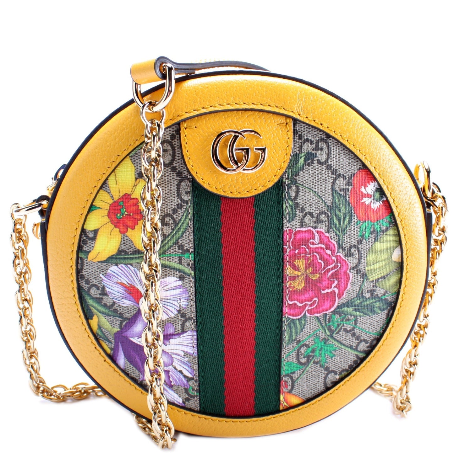Gucci 550618 Ophidia GG Flora Round Small Crossbody Bag