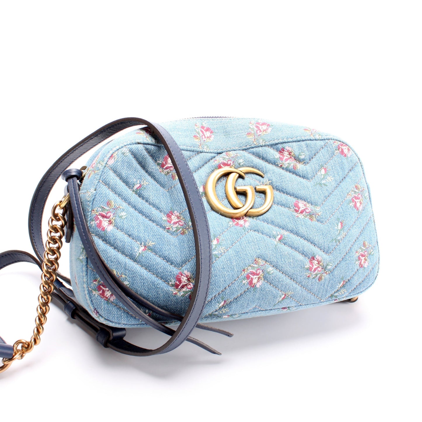 Gucci 447632 Marmont Small Denim Camera Bag