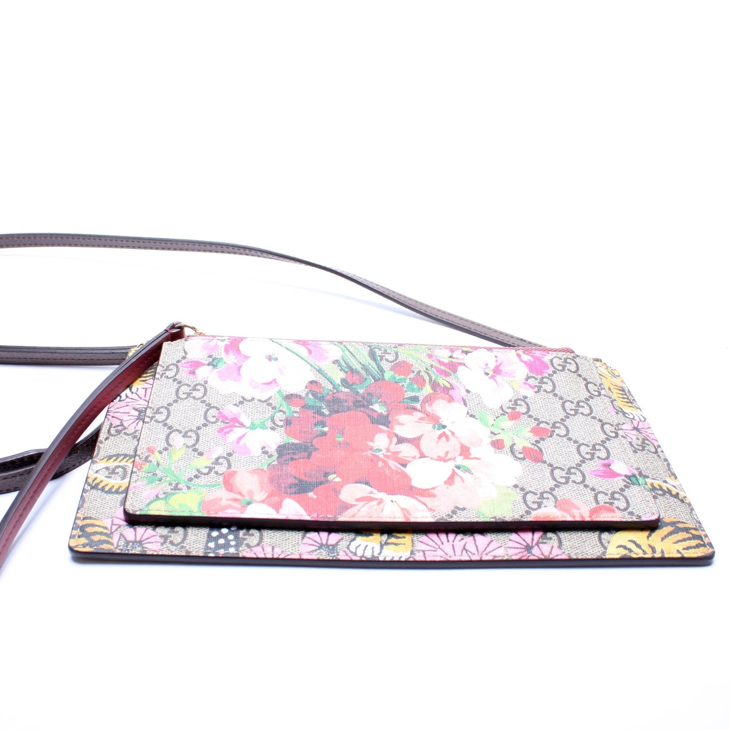 Gucci 454111 GG Supreme Blooms/Bengal Double Zip Shoulder Bag