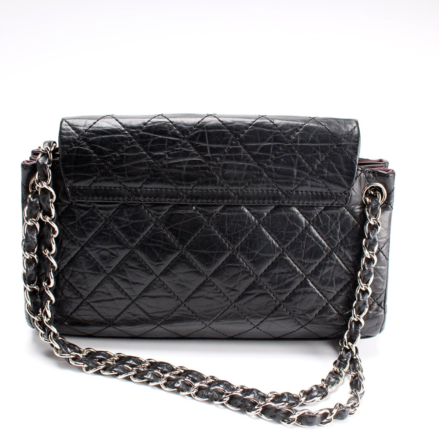 Chanel CC Accordion Double Flap Distressed Calfskin Bag