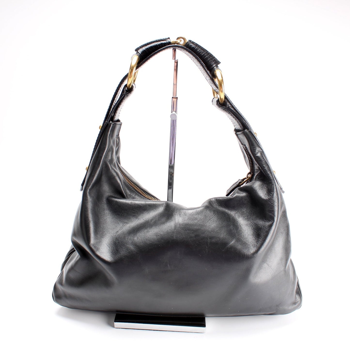 Gucci 115867 Horsebit Leather Hobo Bag