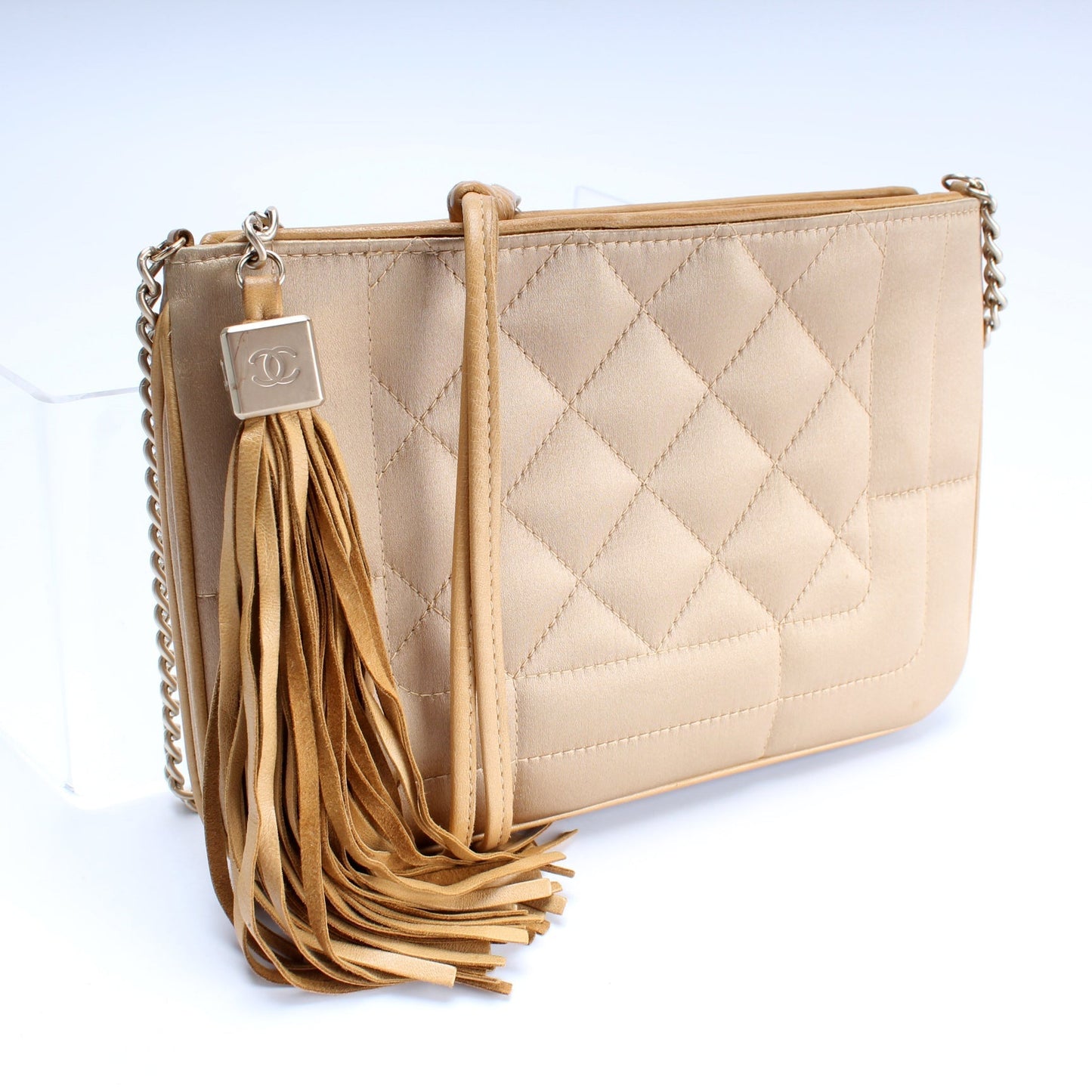 Chanel Tassel Quilted Satin Shoulder Bag
