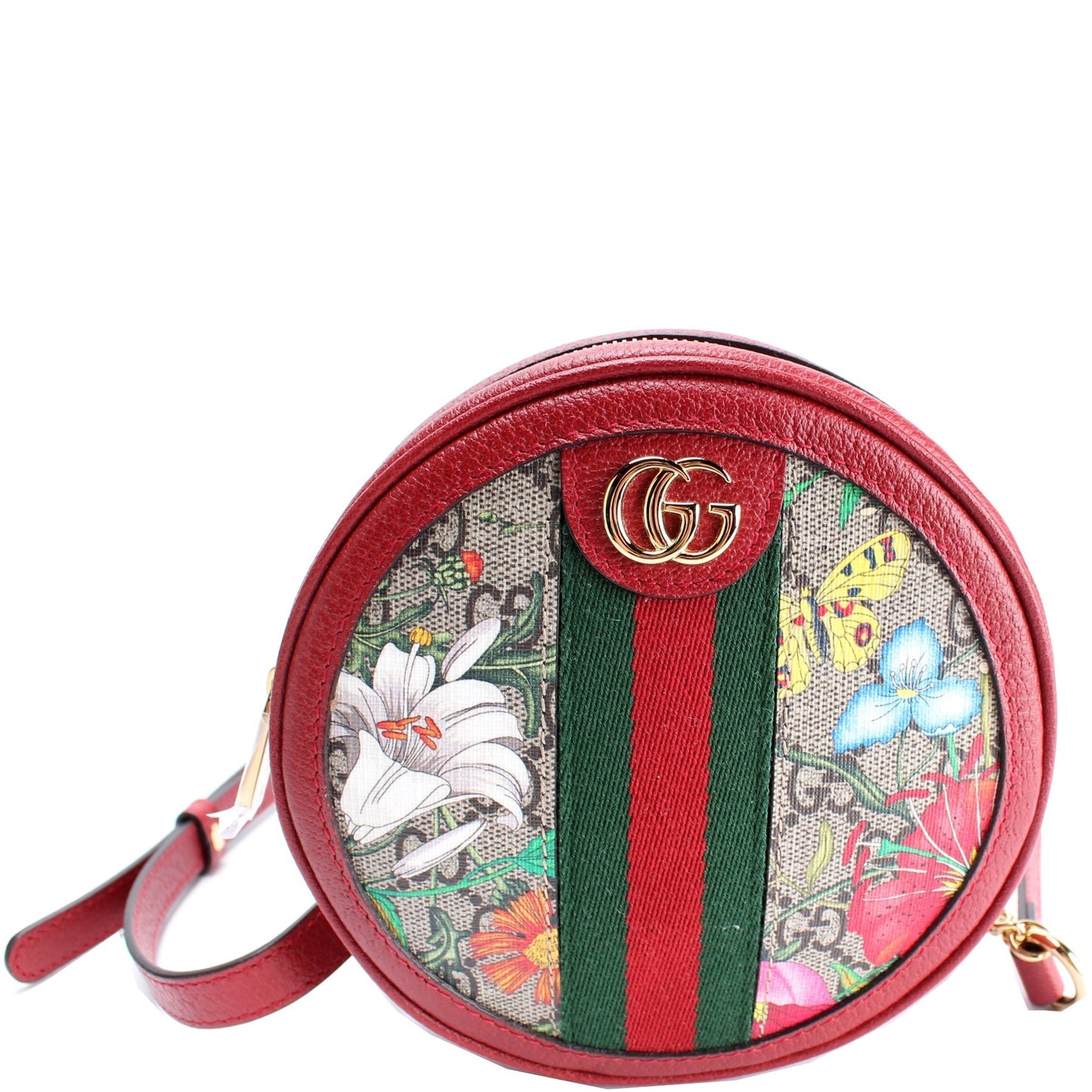 Gucci 598661 Ophidia Web Mini Flora Round Backpack Bag