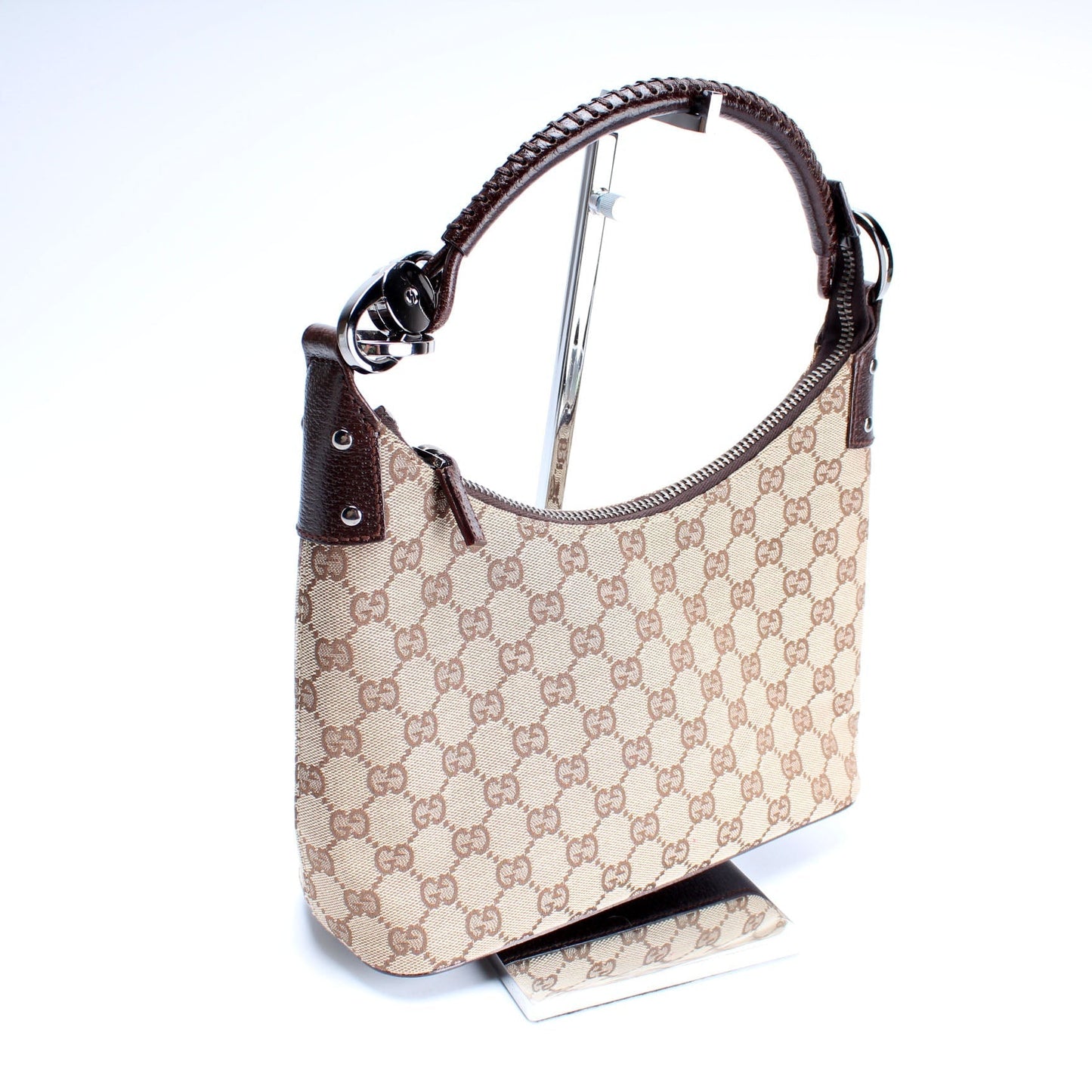 Gucci 115002 GG Canvas Classic Ring Hobo Bag