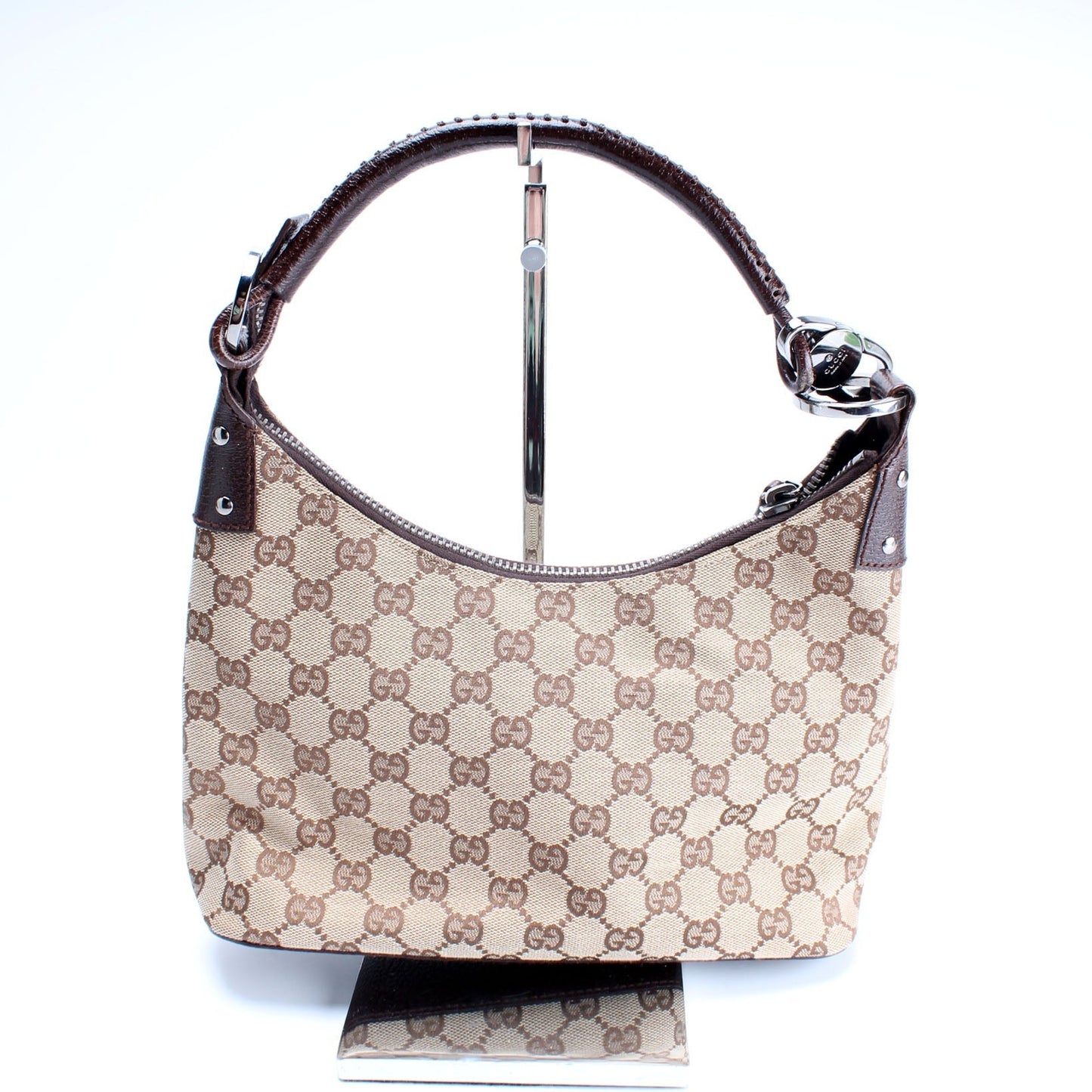 Gucci 115002 GG Canvas Classic Ring Hobo Bag