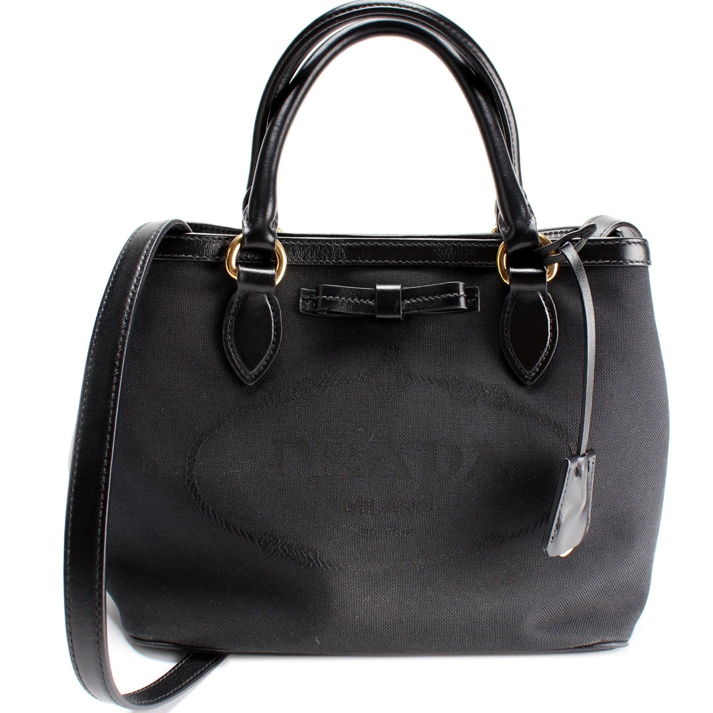 Prada 1BA172 Jacquard Logo Tote Bag