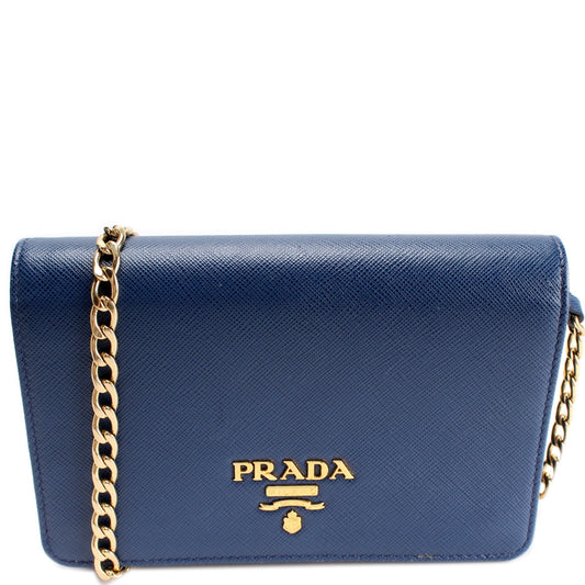 Prada 1BP006 Saffiano Lux Chain Wallet Bag