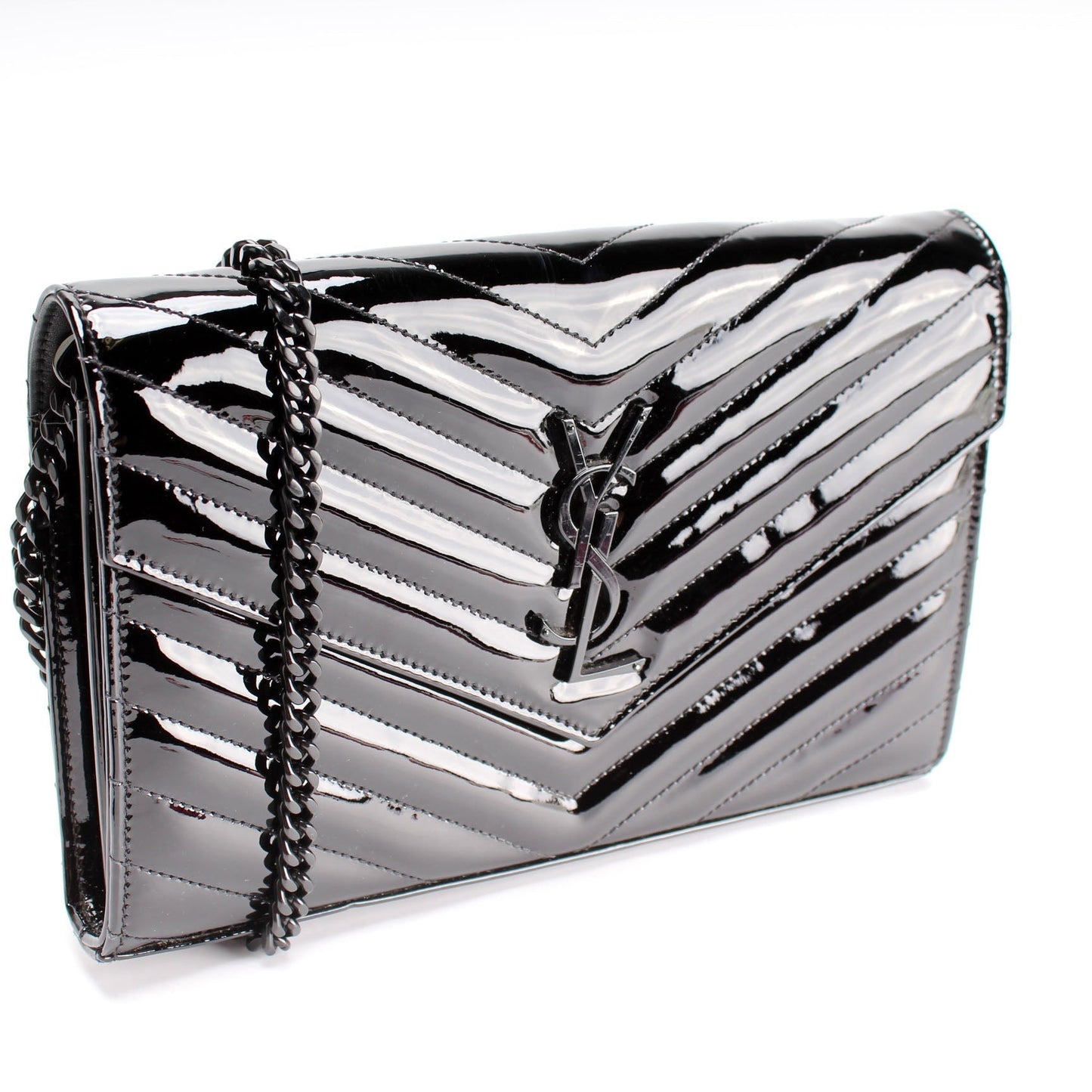 Saint Laurent Cassandre Patent Chain Wallet Bag