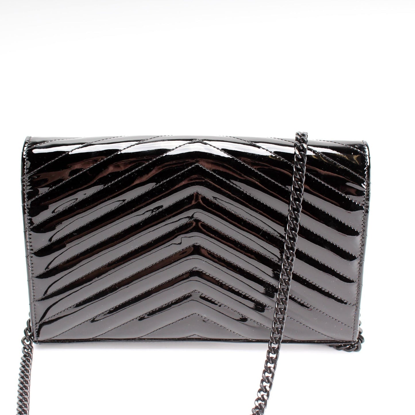 Saint Laurent Cassandre Patent Chain Wallet Bag