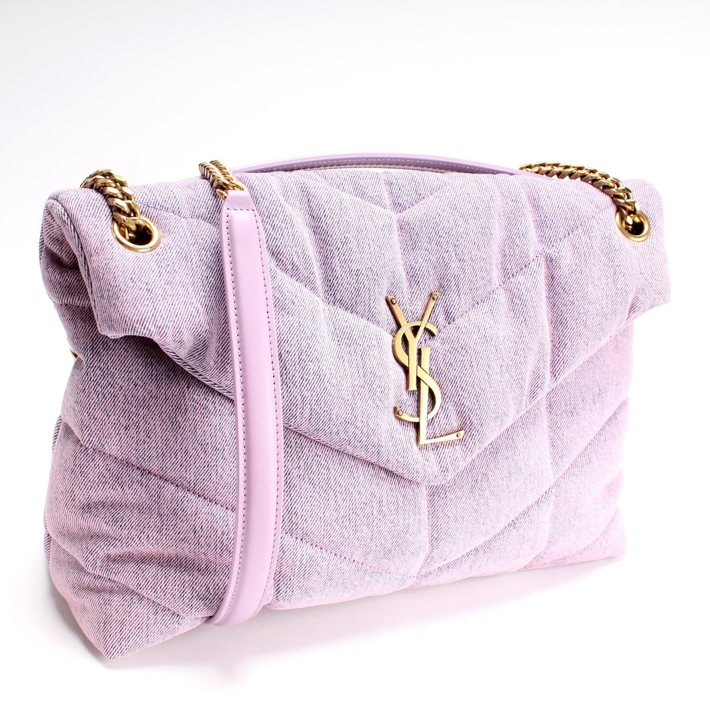 Saint Laurent Puffer Quilted Medium Denim 577475 Bag