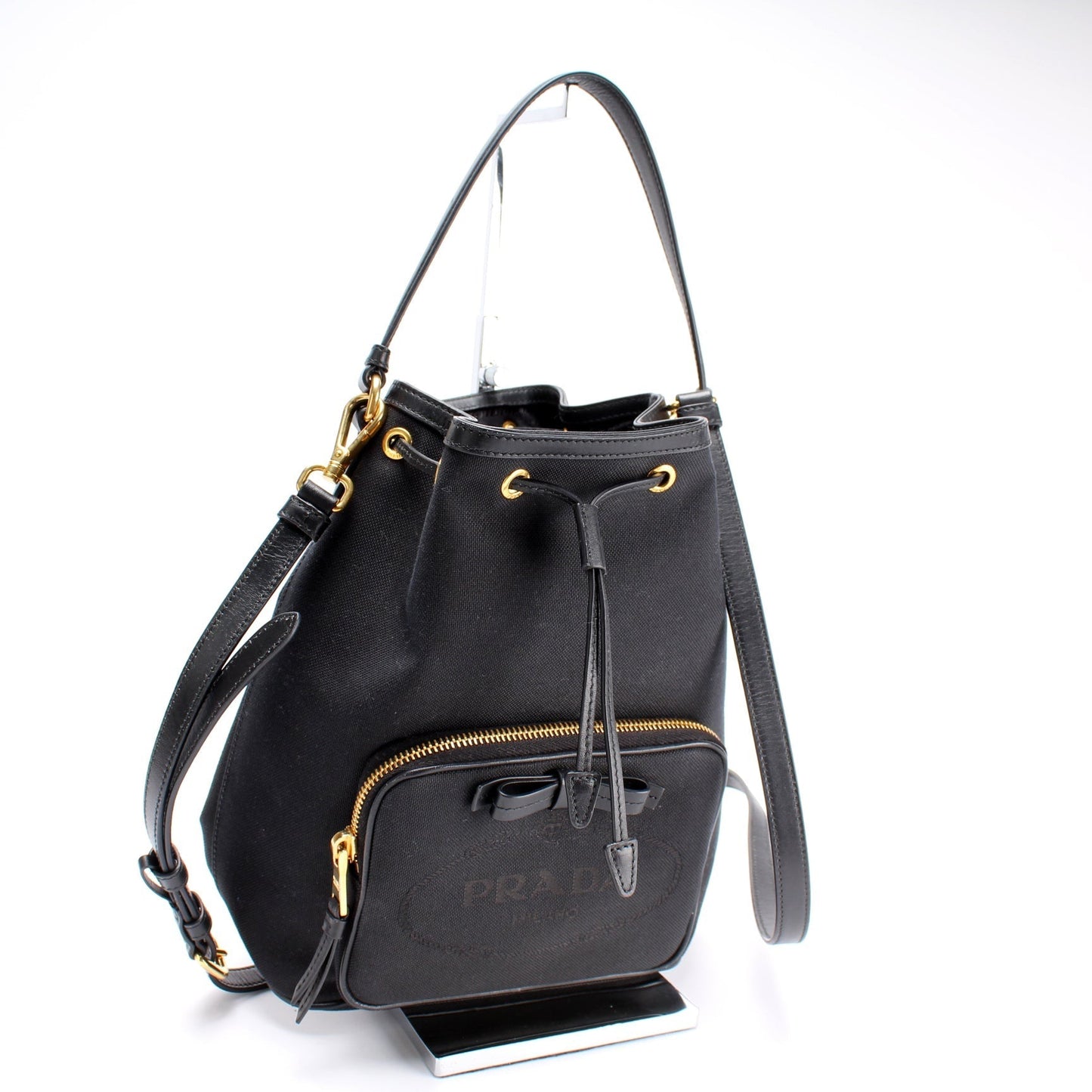 Prada Logo Jacquard Bucket Bag
