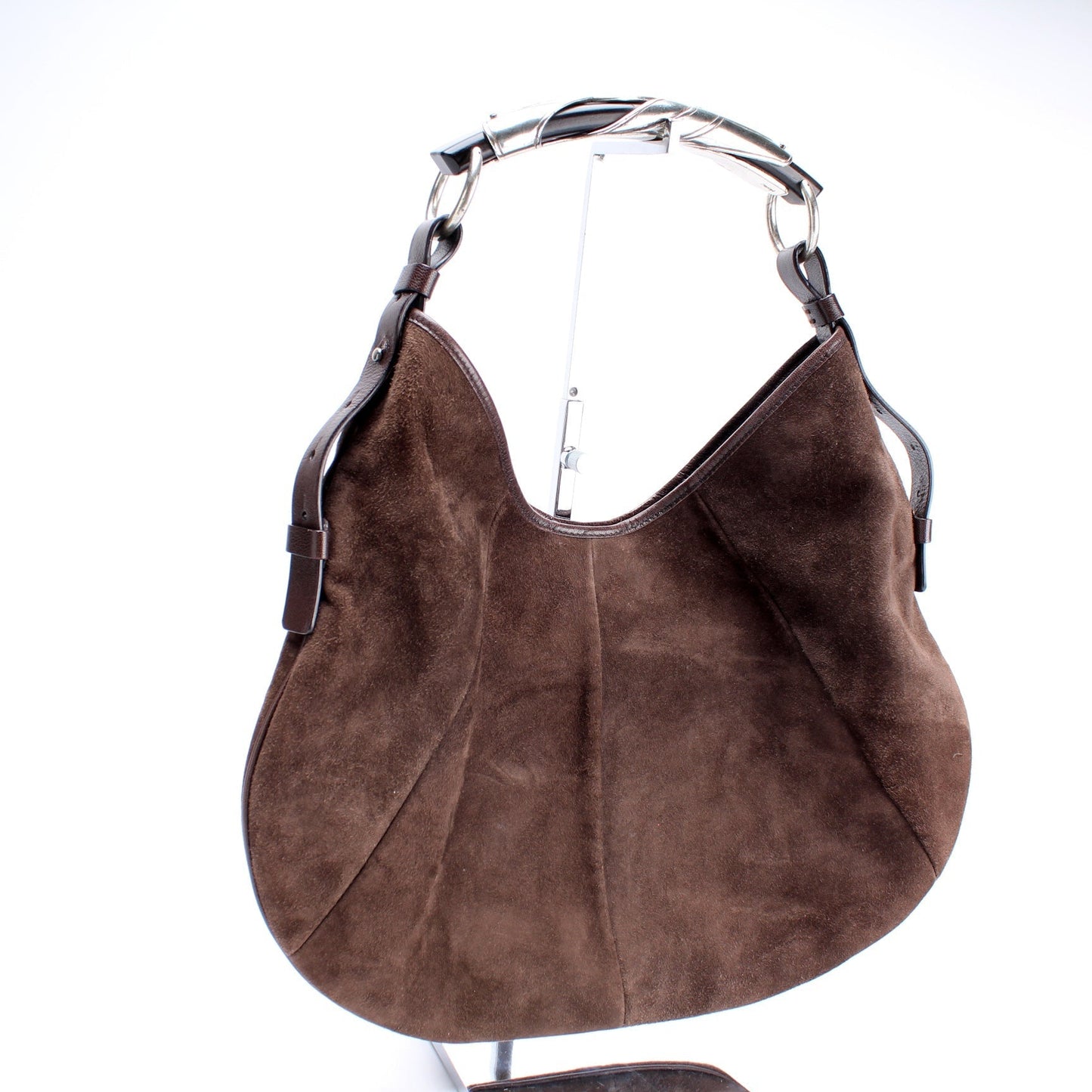 Saint Laurent Suede Monbasa Handle Hobo Bag