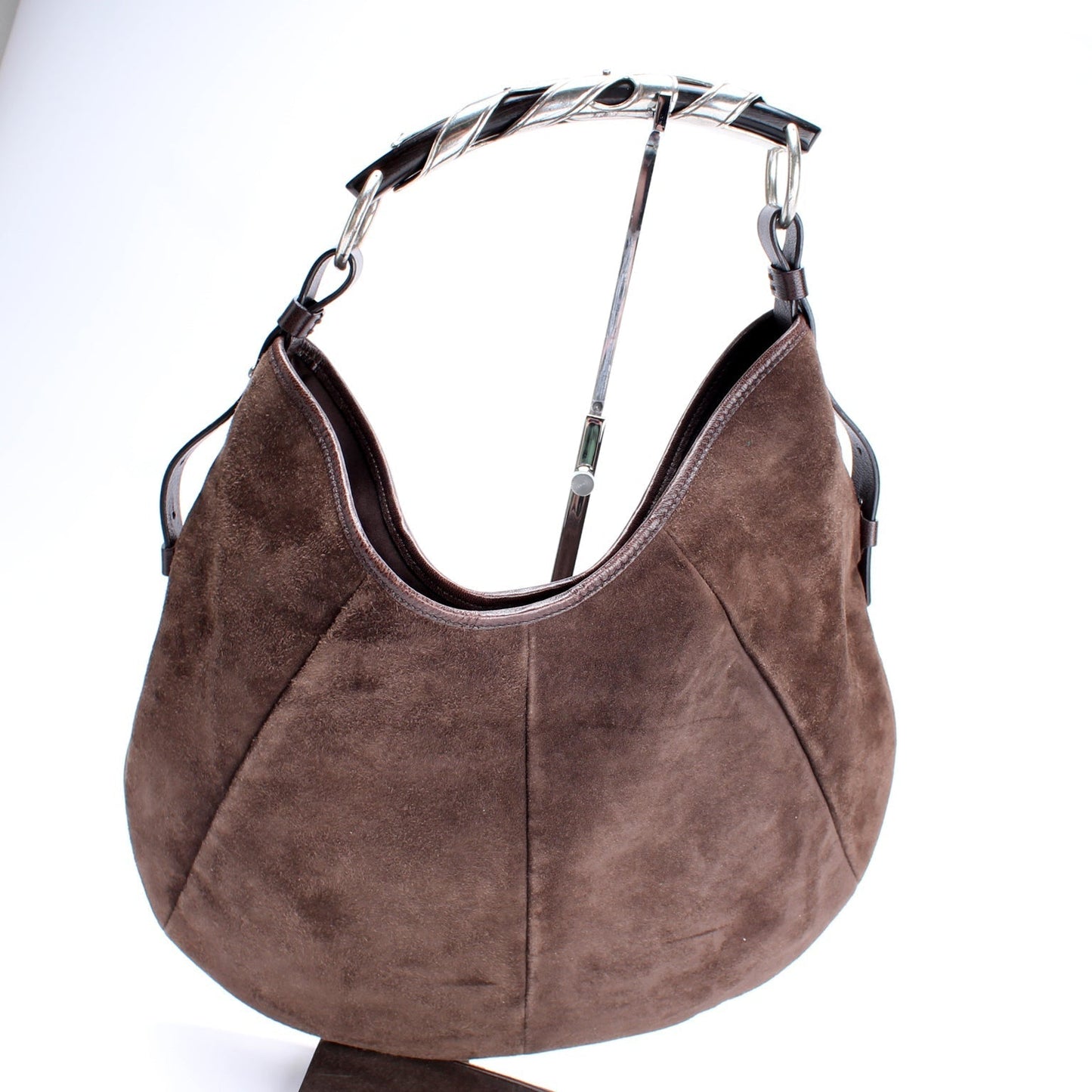 Saint Laurent Suede Monbasa Handle Hobo Bag