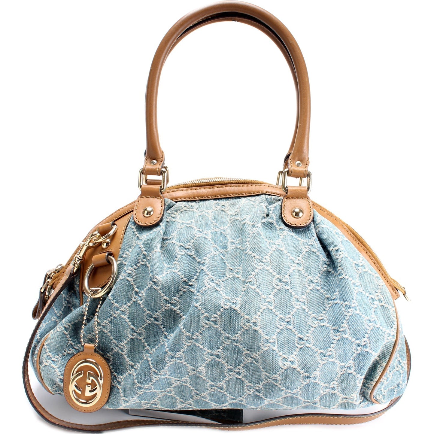 Gucci 223974 GG Denim Sukey Boston Bag