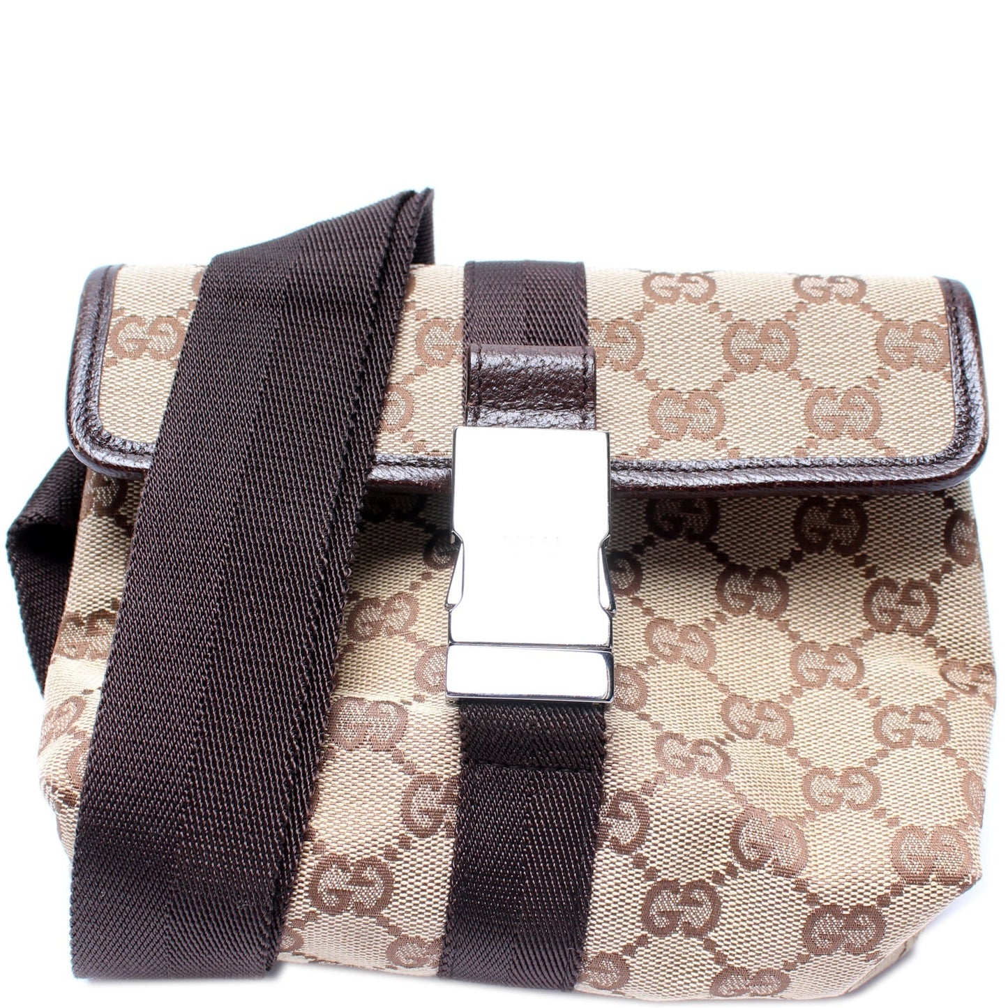 Gucci 131236 GG Canvas Small Buckle Belt Bag