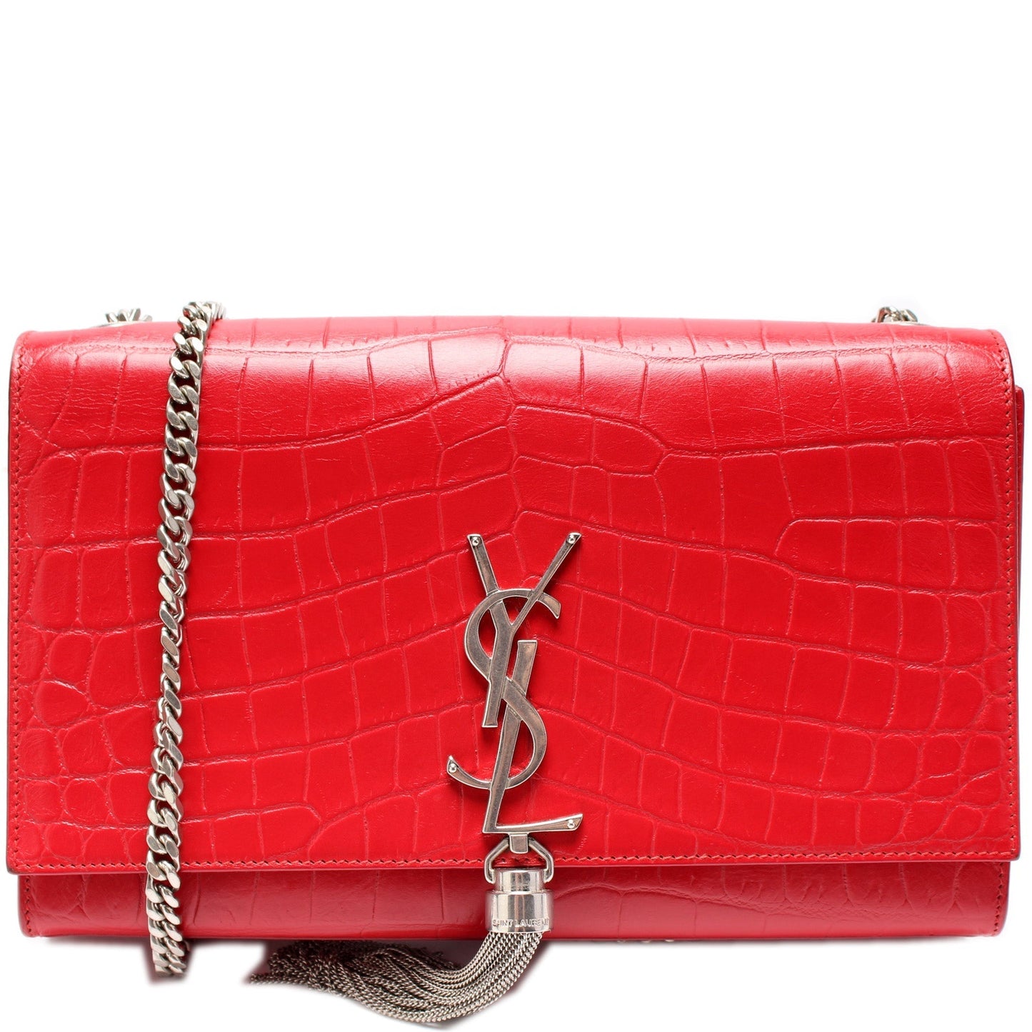 Saint Laurent Kate Tassel Satchel Medium Croc Embossed 354119 Bag