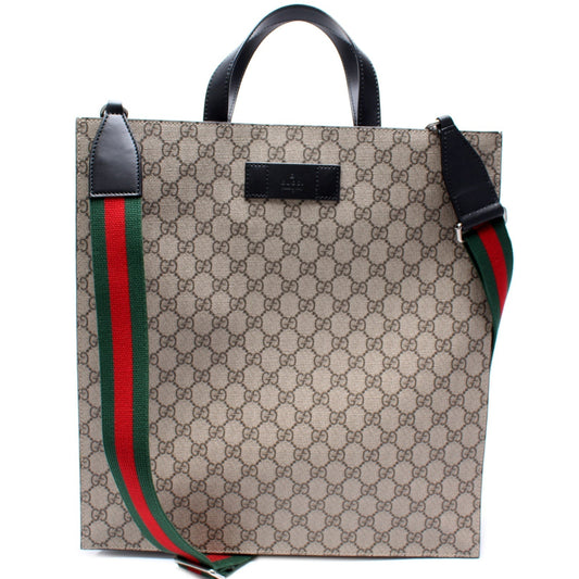 Gucci 456217 GG Supreme Web Vertical Tote Bag