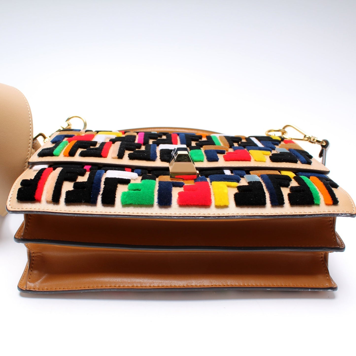 Fendi 8BT283 Kan I Multicolor Velvet FF Shoulder Bag