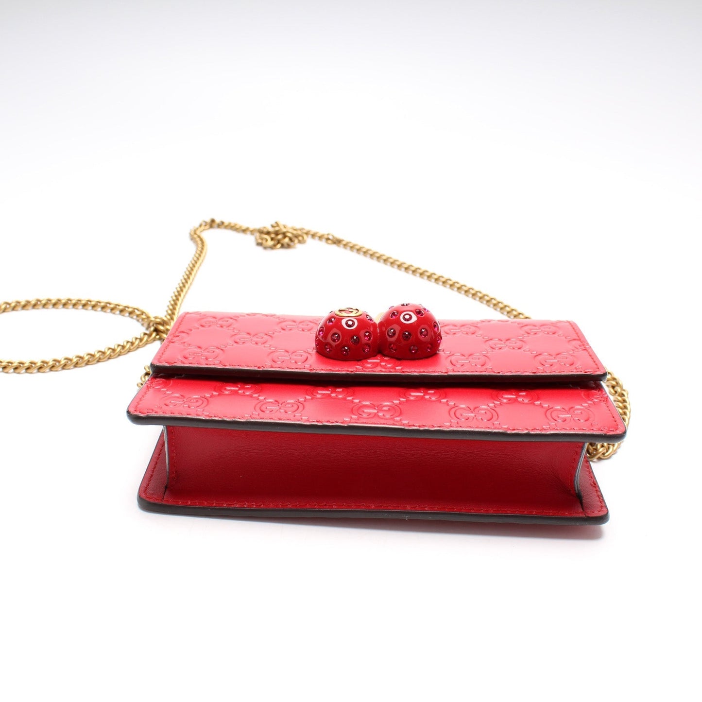 Gucci 481291 GG Leather Cherries Mini Chain Bag