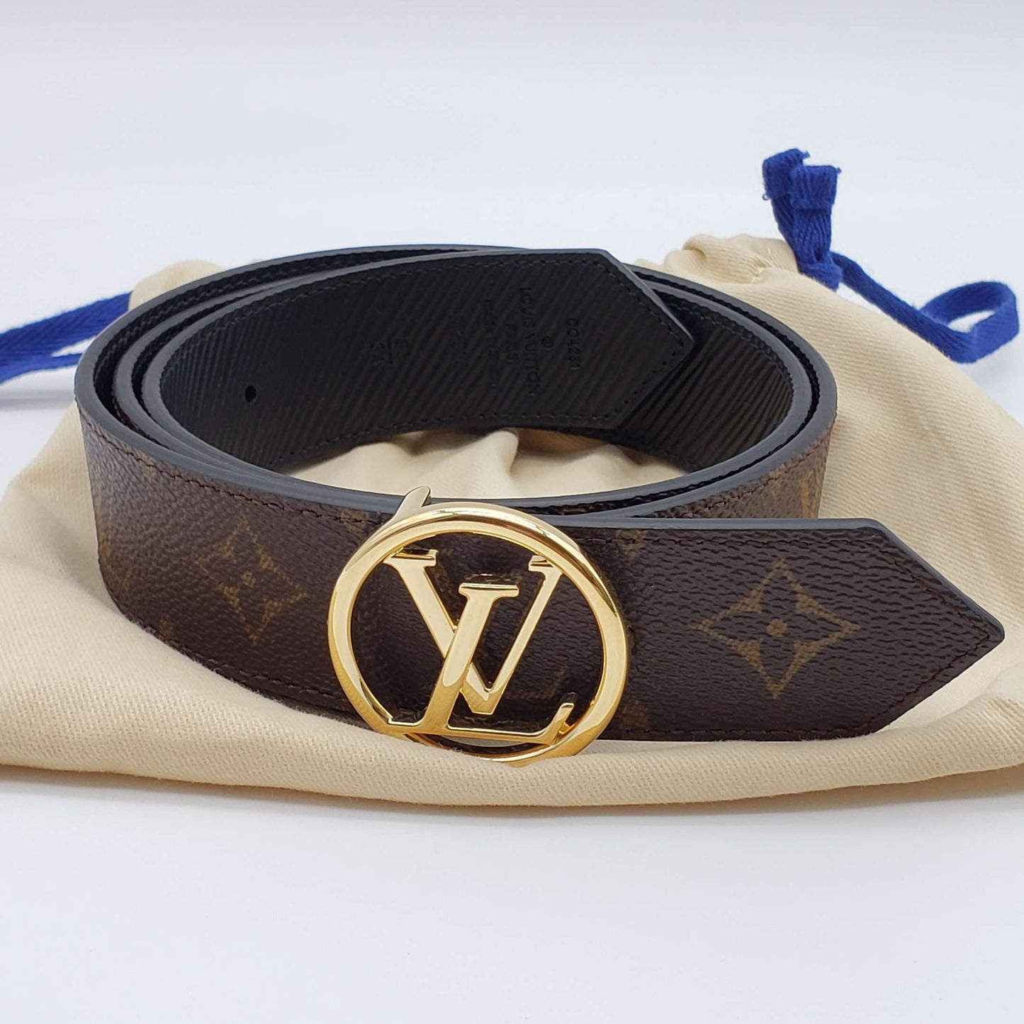 Louis Vuitton Circle Reversible Canvas and Leather Belt 85