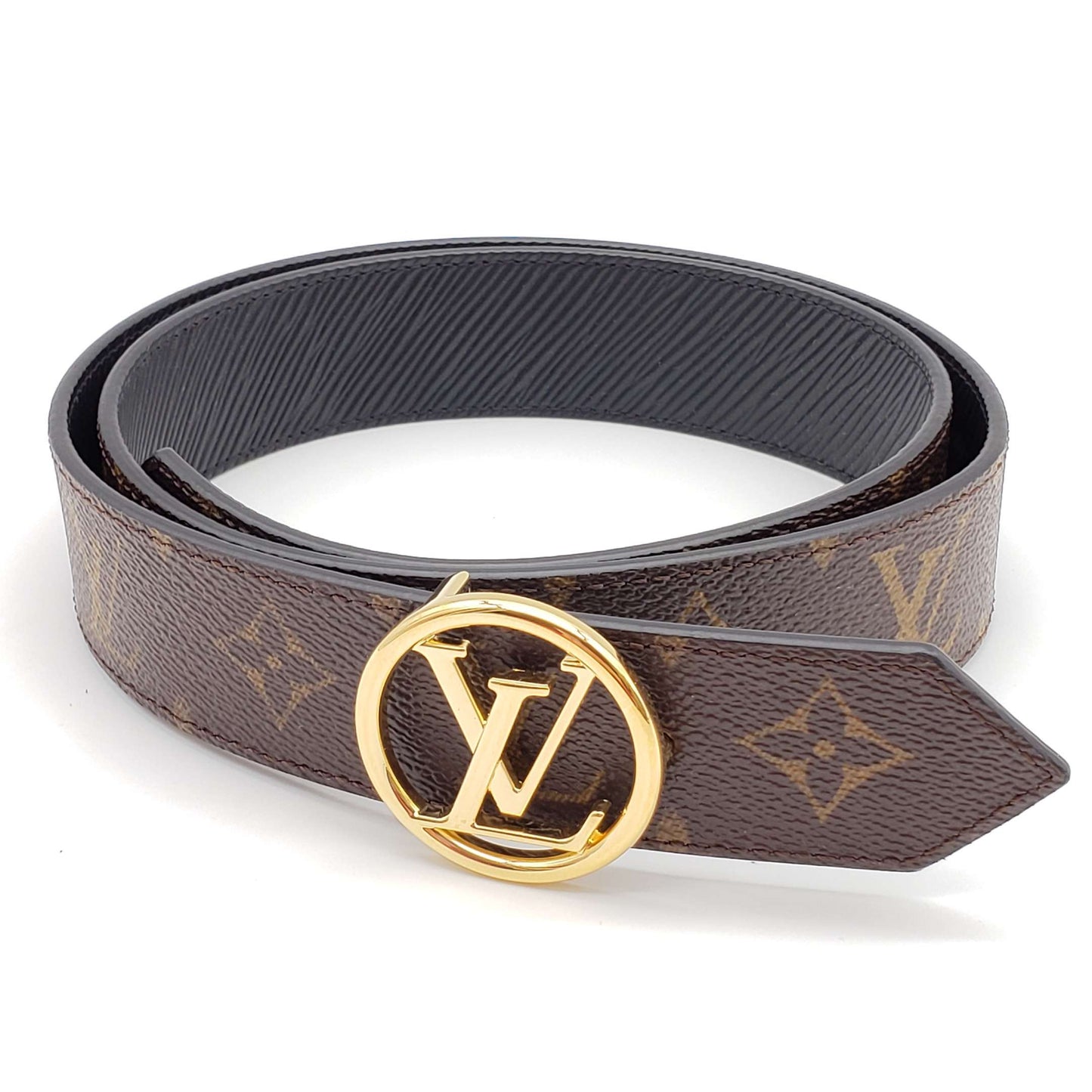 Louis Vuitton Circle Reversible Canvas and Leather Belt 85