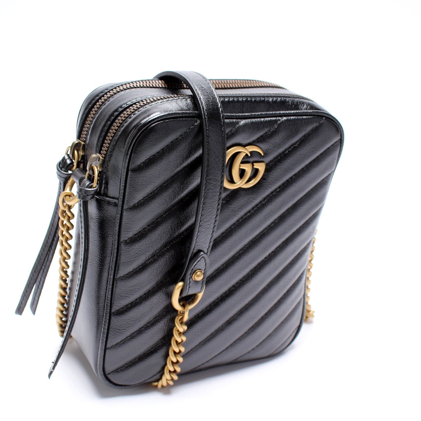 Gucci 550155 GG Marmont Double Zip Shoulder Bag