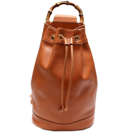 Gucci 003-113 Bamboo Leather Drawstring Sling Vintage Bag